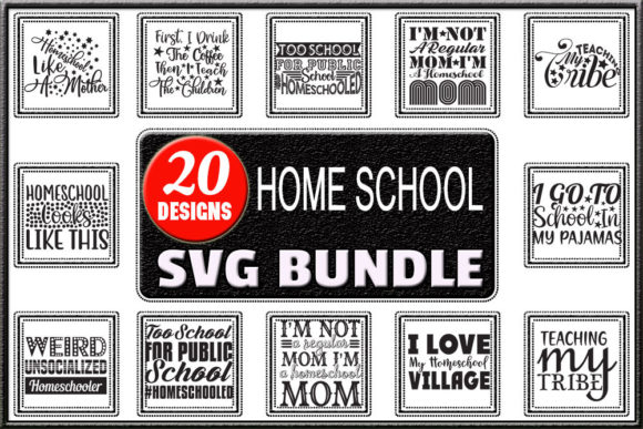 HOME SCHOOL Quotes Designs Bundle: A Versatile Graphic Design Asset for Crafts and Branding