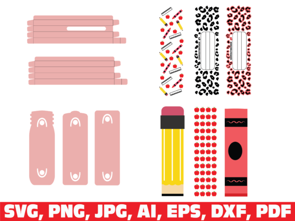 Teacher School Glitter Pen Wraps: A Versatile Graphics Asset for Creative Publishers